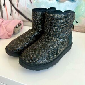 UGG Mini Bailey Glitter Leopard Bow sequin Boots